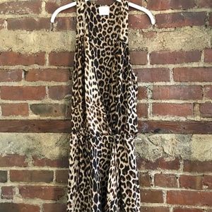 Parker Leopard Print Sleeveless Wrap Dress, Size M